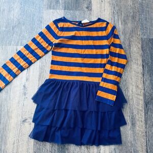 Mini Boden striped tulle dress size 6/7‎ orange purple Clemson